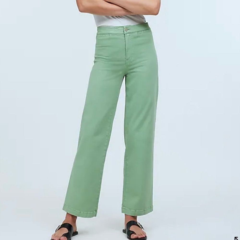 Madewell Emmett Wide-Leg Crop Pant: Welt Pocket Edition - Pistachio, 24
